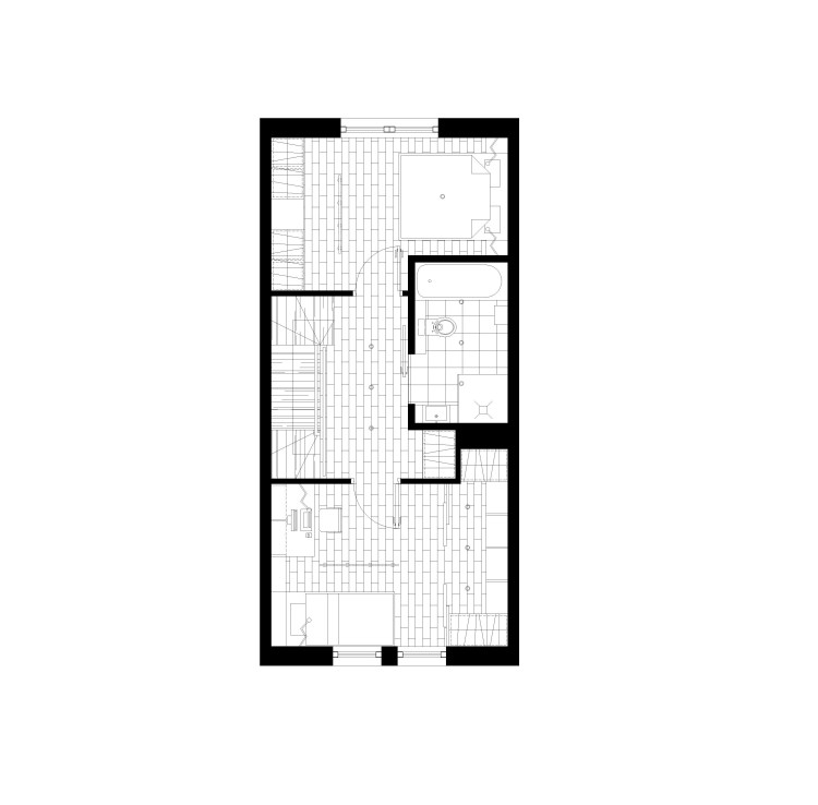 Rzut funkcjonalnego poddasza z sypialnią, łazienką i gabinetem – projekt z Nowego Sącza